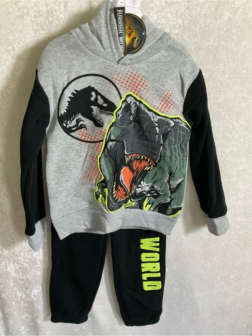 Jurassic World Boys' Grey & Black Dinosaur Hoodie Set